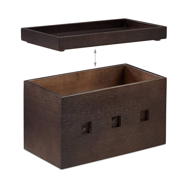 Relaxdays Bamboo Cable Box, Hide Power Strip & Cables, Cable