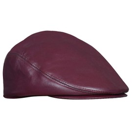 Infinity Leather Genuine Leather Ivy Beret Newsboy Gatsby Golf Cabbie Flat Cap, burgundy
