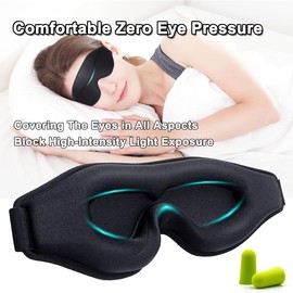 Sleep Mask,3D Memory Foam Eye Mask for Sleep,100% Light Blockout Night Blindfold for Sleeping,Sleep Mask for Men and Women Comfortable Zero Eye Pressure Sleep Eye Covers for Home,Office,Travel Use