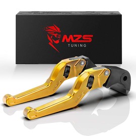 MZS Gold Motorcycle Brake Clutch Levers Short Wheel Adjustable CNC Compatible with EX250 EX300 EX400 | KLE300 KLE300X | KLX125 KLX250 | KLX230 KLX230R KLX300 | Z125 Z250SL Z300 Z400