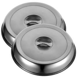 Metal Food Cloche 2pcs Stainless Steel Cheese Melting Dome Metal Food Dome Cover Round Steaming Basting Cover Lid for Outdoor& Indoor- 24CM Serving Food Cover