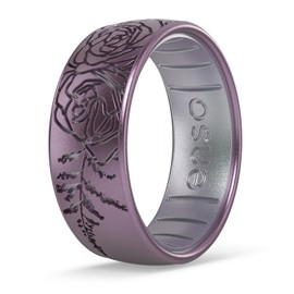 Enso Rings Etched Classic Silicone Rings - Comfortable and Flexible Design - Sugar Plum - Soft Plum/Icy Silver - Size 5