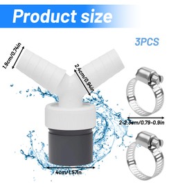 Washing Machine Waste Splitter, Dual Drain Pipe Connector for Dishwasher and Washing Machine, Space-Saving Y-Branch Design with 2 Hose Clamps, Efficient Drainage Solution for Compact Spaces