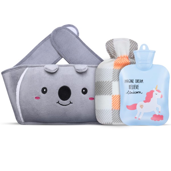 Hot Water Bottle, Warm Water Bag Rubber Hot Water Pouch with Soft Plush Hand Waist Warmer Cover, Cute Unicorn Hot Water Bag for Pain Relief from Arthritis, Headaches, Hot and Cold Therapy