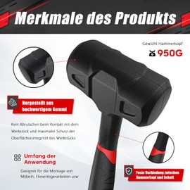 2lb Non-Rebound Rubber/Plastic Hammer (New Model)