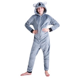 CityComfort Onesies for Girls and Boys, Fleece Animal Onesie Kids (Dark Grey Koala, 7-8 Years)