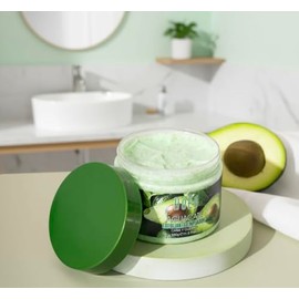 BoEn Exfoliante de Aguacate para Cara y Cuerpo, Crema Limpiadora Profunda e Hidratante, Elimina Células Muertas y Suaviza la Piel, Tarro de 350g (11.8