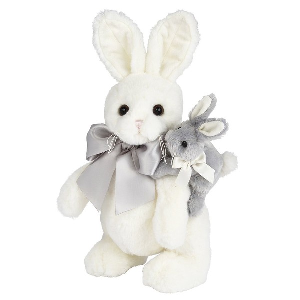Bearington Skip and Hop White Gray Plush Stuffed Animal Bunny Rabbit, Adorable, Cuddly, Great Gift for Bunny Lovers of All Ages, Birthdays, Holidays and Special Occasions, 14 inches