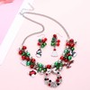 FAERLIIRY Christmas Jingle Bell Necklace Set X-mas Crystal Pendant Necklace