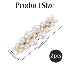 2Stück Französische Haarspinge,Haarspange Gold,Vintage Perle Hair Clip,Malerisch Haarklammer Damen Dünnes Haar,Stilvolle Barrette Für Hochzeit,Multifunktional Bögen Clips,Es Ist Frauen für Hochzeiten