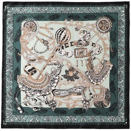MAIRY Silk Square Scarf Green Silk Scarf Women Square Headscarf Hijab Ladies Fashion Neckerchief Headwear Scarfs Multifunctional Cashew Bandanas 09103