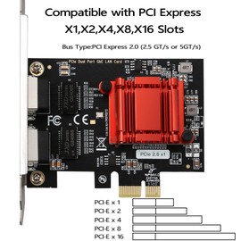 LEAGY Dual-Port PCIe Gigabit Ethernet Card - Intel 82575&82576, 2X RJ45 Ports, 1000M PCI Express Adapter, PXE & Low Profile Support - Compatible with Windows/Windows Server/Linux/Freebsd/DOS