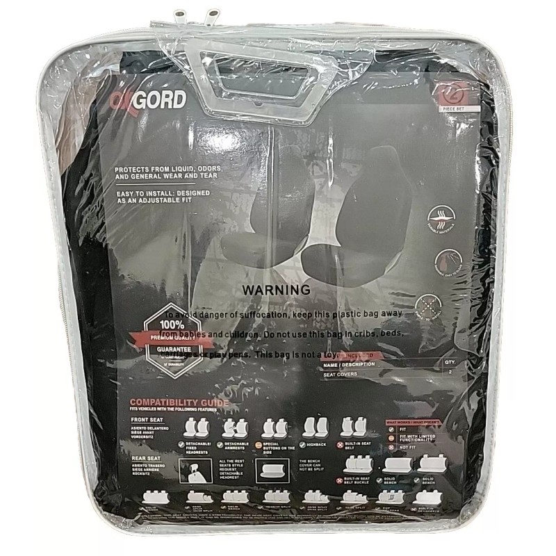 OxGord Car Seat Cover - Solid Black with Front Low