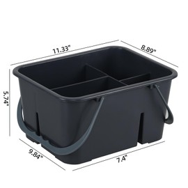 Bringer Plastic Cleaning Tool Storage Caddy, Cleaning Caddy Tote, Grey, 11.33" x 8.89" x 5.74"