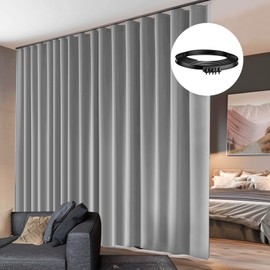 hoeflife Room Dividers Blackout Curtains Track Ceiling Mount Ceiling Track for Curtain Living Room Bedroom Dividers Curtains 1 Panel W100 x H96 Light Grey Curtain and Black Track x1