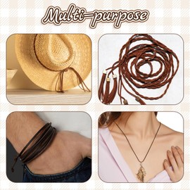 cobee 4 Pcs Leather Cord Leather Strings, 5.5 Yard Leather Shoe Laces Leather Necklace Cord, Flat Jewelry String Necklace String for Jewelry Making, Bracelet, Beading and DIY Crafts(Type 1)