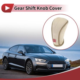 HEROFFIX 1 Pc Gear Shift Knob Cover Decoration Stick Shifting Handle Protector 12.5x6cm/4.92"x2.36" Zipper Type Beige Faux Leather