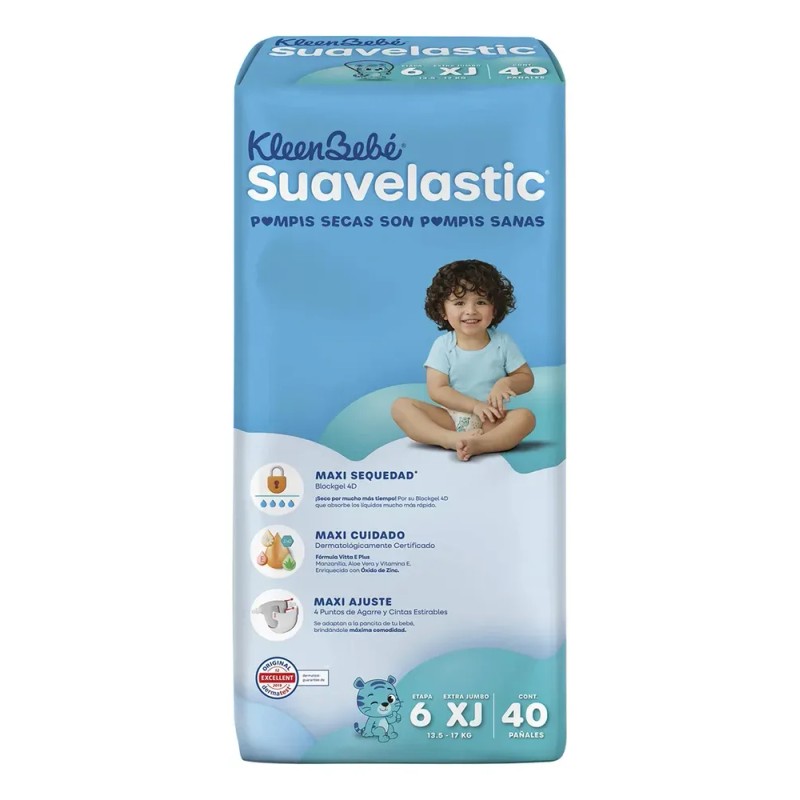 Pañales Kleenbebé Suavelastic Etapa 6 Unisex 40 Piezas
