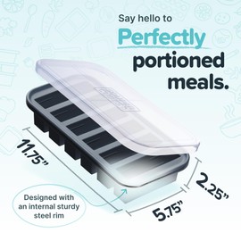 Souper Cubes 1/2 Cup Silicone Freezer Mold - Silicone Soup Freezer Tray with Lid for Freezing Food, Salsa, Broth, Baby Food and More - Silicone Freezer Tray with Lid - Charcoal – 1-Pack