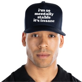 Funky Junque Unisex Vintage Embroidered Girl Dad Baseball Cap Trucker Hat I'm so Mentally Stable It's Insane Adjustable Snapback Navy