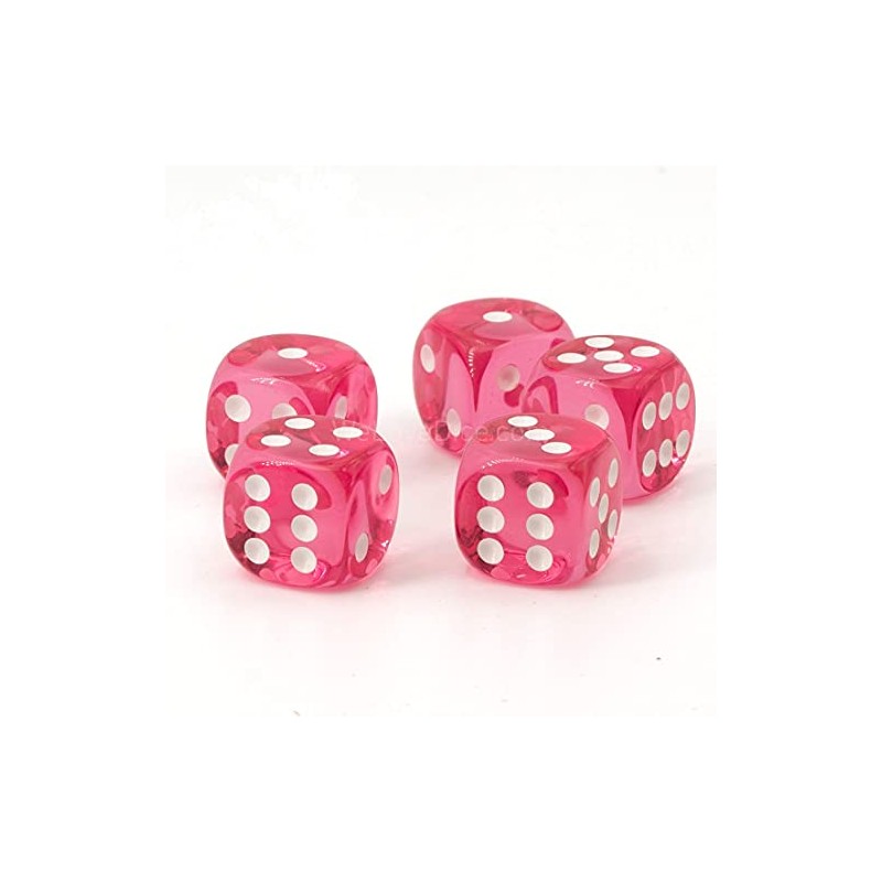 WeLoveBeads XL Dice (20 mm) in Pink Transparent/White Dots -