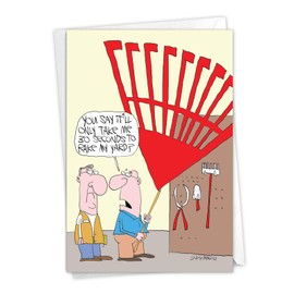Big Rake - Funny Father's Day Note Card with Envelope (4.63 x 6.75 Inch) - Dad's Outdoor Yard Work, Fathers Day Greeting Card From Wife - Notecard for Dad or Stepdad, Funny Stationery C5393FDG