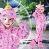 Domueay Raincoat Children's Girls Rain Suit Breathable Waterproof Hood One