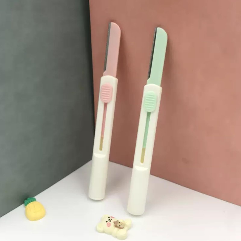 眉用カミソリ2本セット 眉毛剃り 顔剃り用 収納式 敏感肌 ムダ毛処理 携帯用 プチギフト 男女兼用