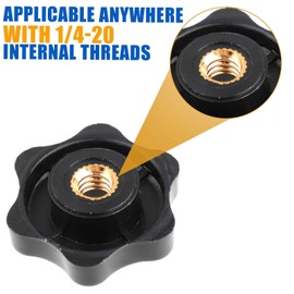 Piriuuo 20 Pcs 1/4-20 Knob 6 Star Knobs T Track Bolts Knobs 1/4 Inch 20 Female Threaded Knobs Hexagon Knob Nuts Jig Knobs Clamping Knobs