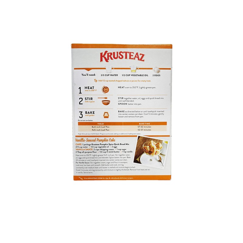Krusteaz Baking Mix, Pumpkin Spice Quick Bread Mix, Made with