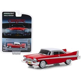 Greenlight 1958 プリムス・フューリー レッドとホワイトトップ イービルバージョン (ブラックアウトウィンドウ) クリスティン (1983) 1/64 ダイキャストモデルカー 44840B