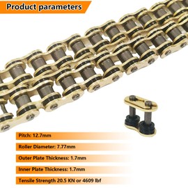BIGLKNM Gold 420 X-Ring Chain 128 Links 420 Motorcycle Drive Chain with Connecting Master for Coleman ct200u Grom Minibike ATV Dirt Bike