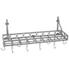 Medium Gauge Wall-Mount Bookshelf Pot Rack with 8 Hooks