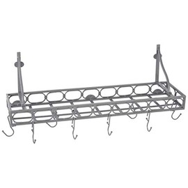 Medium Gauge Wall-Mount Bookshelf Pot Rack with 8 Hooks