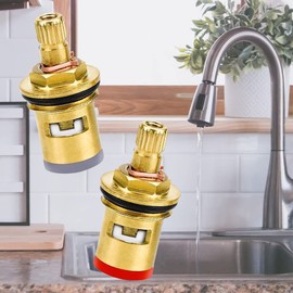 2 Pcs Tap Cartridge Valve Disc Replacement Tap Valves Replacement Brass Ceramic Stem Disc Cartridge Faucet Valve with Screws for Bathroom Kitchen Tap