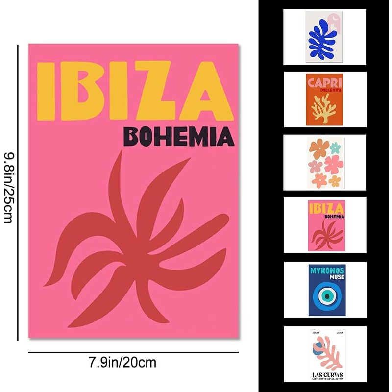 Preppy Ornament,Aesthetic Canvas Wall Art Prints Stuff Things,Set of 6