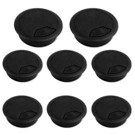 8 pcs 2 Inch 50 mm Plastic Desk Cord Cable Hole Wire Organizer Black Desk Grommet Adjustable Cord Cover (Black)