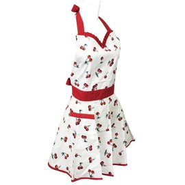 Bowbear 50’s Vintage Retro Kitchen Apron for Women, Cherries, O/S
