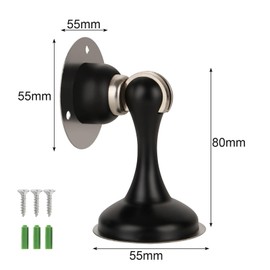 SHUESS 6 Pack Black Magnetic Door Stopper Heavy Duty Magnetic Door Holder, Stainless Steel Magnetic Door Stop with Adhesive Tape, Screws for Stronger Wall & Floor Mount, Keep Door Open