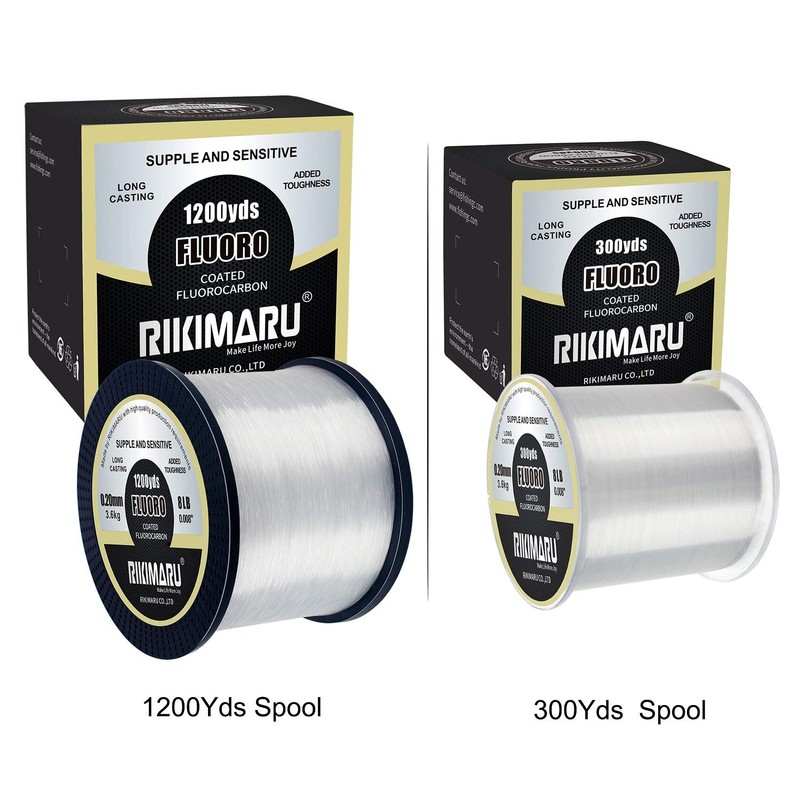 RIKIMARU Fluoro Fishing Line, 100% Fluorocarbon Coated Fishing Line (Clear,