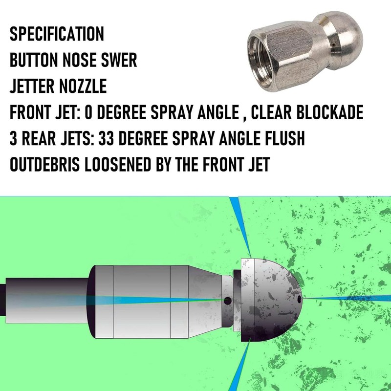 Hourleey Sewer Jetter Kit for Pressure Washer 100FT, 4000 PSI