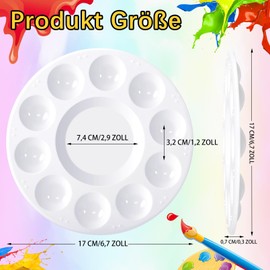 EOGRFW Pack of 20 Mixing Palette, Round, Mixing Palette with 10 Depressions, Colour Mixing Palette, Painting Palette, Universal Palette for DIY Art, Painting, Crafts, Diameter 17 cm, White