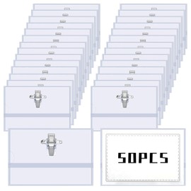 Gute 50 Pack Name Badges,Extra Thick Transparent Name Tags with Clip and Pin,Name Badge Holders,Badge Inserts,Plastic ID Name Badges for Work School Office Conference,90 x 56 mm