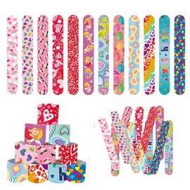 48 Pcs Valentine Slap Bracelets for Kids Valentines Day Slap Bracelets Bulk for Boys and Girls Colorful Hearts and Animal Bracelets for Party Favors Supplies Classroom Prizes Exchanging Gifts