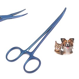 OdontoMed2011 Professional Stainless Steel Hemostat Forceps Scissors Ear Hair Clamp Pulling Shears Plier Trimmer Accessories Curved (Blue Color)