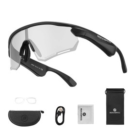 ROCKBROS Bluetooth Cycling Glasses Photochromic Intelligent Glasses for Men and Women Open Ear Sound Sports Glasses for MTB Jogging Mountaineering Fishing