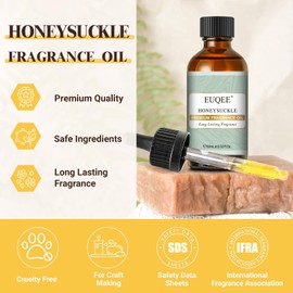 EUQEE Honeysuckle Fragrance Oil 60 ml Premium Fragrance Essential Oil with Glass Dropper for Candle Making, DIY Bath Bombs, Aromatherapy (2.02 Fl oz)