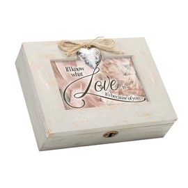 Cottage Garden I Know Love Because of You Natural Taupe Wood Locket Music Box Plays You Light Up My Life