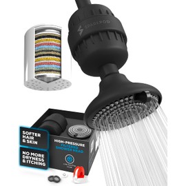 SparkPod- Cabezal de filtro de ducha de alta presión- Suavizador de agua definitivo adecuado para personas con cabello seco y piel - El cabezal de ducha con filtro ayuda a eliminar el cloro..