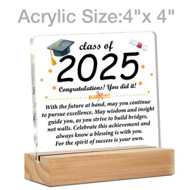 Inspirational Graduation Gifts 2025, High School College Phd Masters Degree Graduation Gifts, Congratulations Class of 2025 Clear Desk Decorative Sign for Home Decor